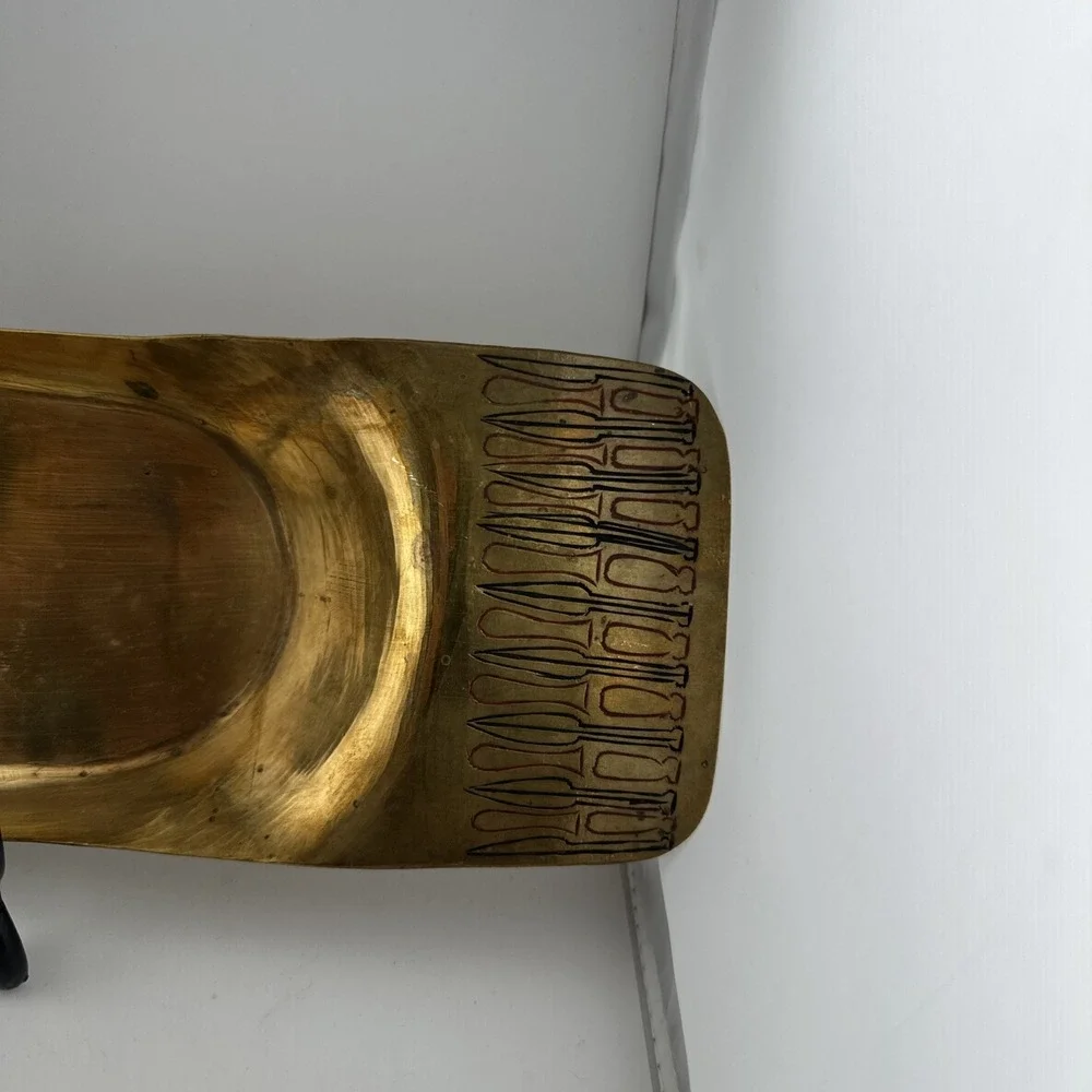 Vintage Solid Brass Long Decorative Serving Tray 14.5